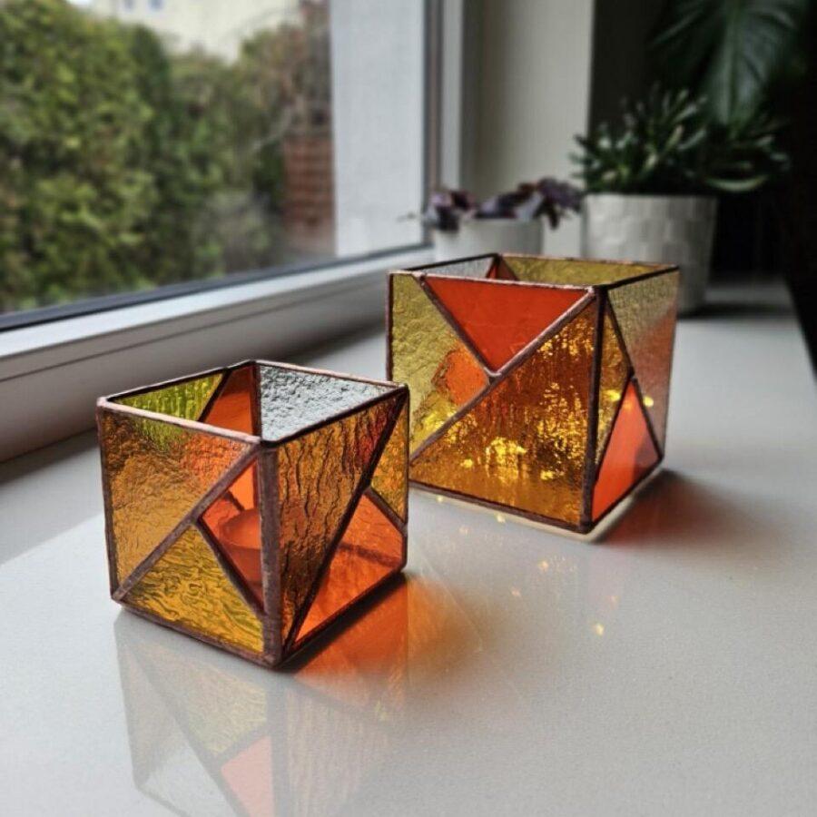 Lampion Kubik Pomarańczowy
